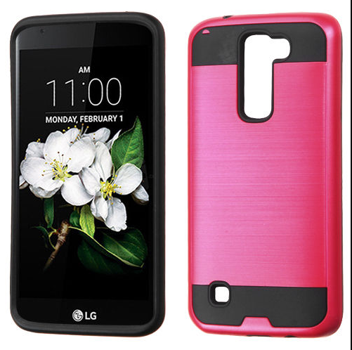 LG K10 Premier LTE Iron Shield Hybrid Case (Hot Pink)